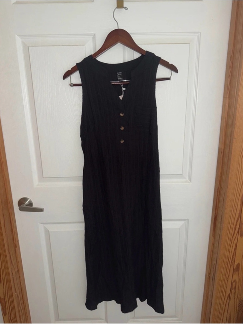 Black Sleeveless Asymmetrical Maxi Dress with Button Placket $10 firm no offers